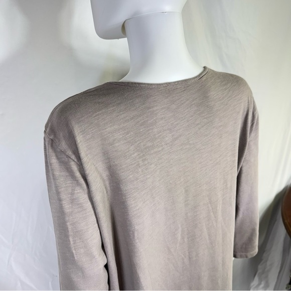 Prairie Cotton Women’s 3/4 Sleeve Scallop Tunic with Front Pockets - Picture 4 of 6